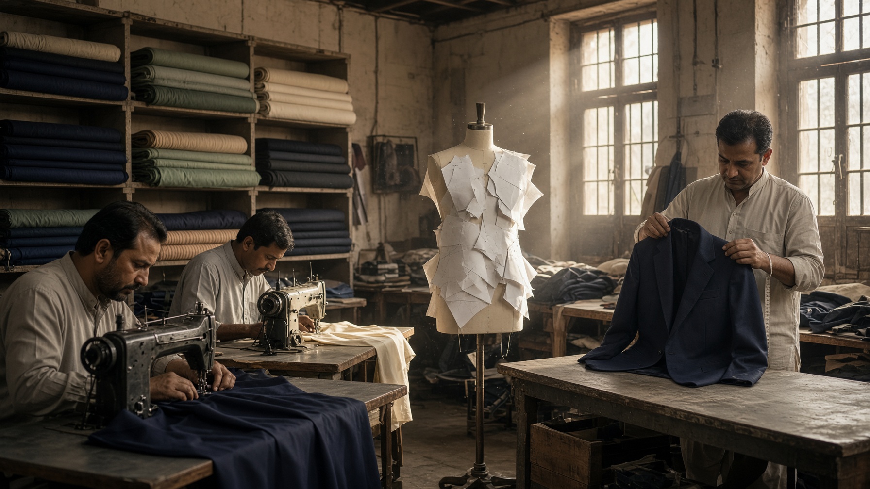 Garment atelier in Karachi stitching custom workplace uniforms for MGN Uniforms